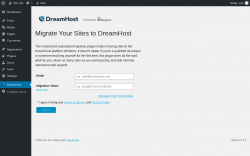 Page screenshot: DreamHost ‹ Test site — WordPress