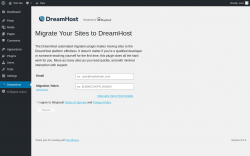 Page screenshot: DreamHost ‹ Test site — WordPress