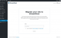 Page screenshot: DreamHost ‹ Test site — WordPress