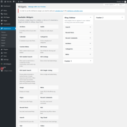 Page screenshot: Widgets ‹ Test site — WordPress
