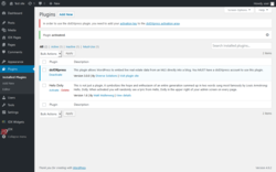 Page screenshot: Plugins ‹ Test site — WordPress
