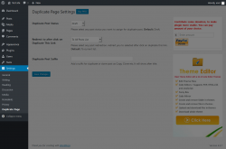 Page screenshot: Settings  &rarr; Duplicate Page