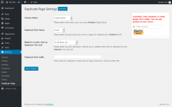 Page screenshot: Settings  &rarr; Duplicate Page