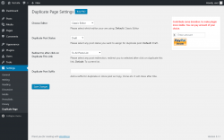 Page screenshot: Settings  &rarr; Duplicate Page