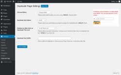 Page screenshot: Settings &rarr; Duplicate Page