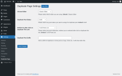 Page screenshot: Settings &rarr; Duplicate Page