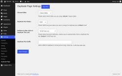 Page screenshot: Settings &rarr; Duplicate Page