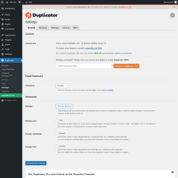 Page screenshot: Duplicator → Settings