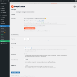 Page screenshot: Duplicator → Settings