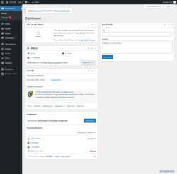 Page screenshot: Dashboard ‹ Test site — WordPress