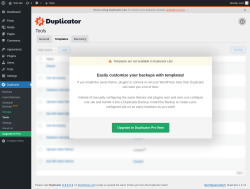 Page screenshot: Duplicator → Tools →  Templates