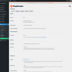 Page screenshot: Duplicator → Settings