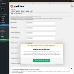 Page screenshot: Duplicator → Settings → 
            Access        