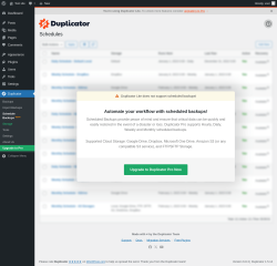 Page screenshot: Duplicator → Schedule Backups NEW!