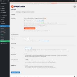 Page screenshot: Duplicator → Settings