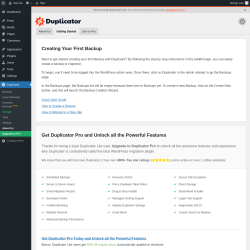Page screenshot: Duplicator &rarr; About Us &rarr; 
        Getting Started    