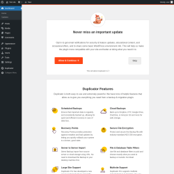Page screenshot: Welcome to Duplicator &lsaquo; Test site &mdash; WordPress
