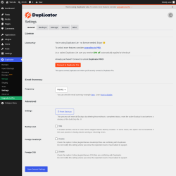 Page screenshot: Duplicator &rarr; Settings