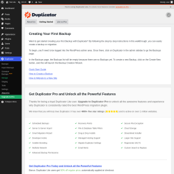 Page screenshot: Duplicator &rarr; About Us &rarr; 
        Getting Started    
