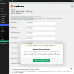 Page screenshot: Duplicator &rarr; Settings &rarr; 
            Access        