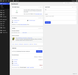 Page screenshot: Dashboard &lsaquo; Test site &mdash; WordPress