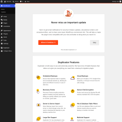Page screenshot: Welcome to Duplicator &lsaquo; Test site &mdash; WordPress