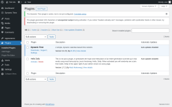Page screenshot: Plugins ‹ Test site — WordPress