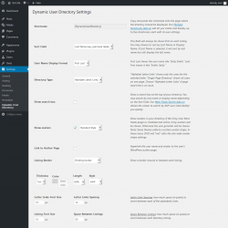 Page screenshot: Settings → Dynamic User Directory