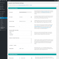 Page screenshot: Settings → Dynamic User Directory
