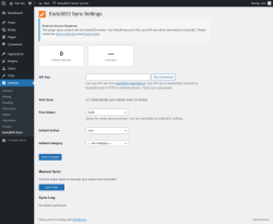 Page screenshot: Settings &rarr; EarlySEO Sync