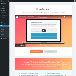 Page screenshot: Easy Accordion Help &lsaquo; Test site &mdash; WordPress