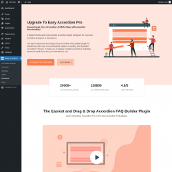 Page screenshot: Easy Accordion &rarr; Premium