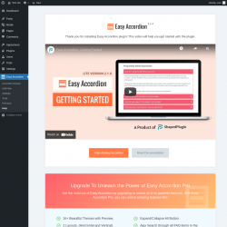 Page screenshot: Easy Accordion Help &lsaquo; Test site &mdash; WordPress