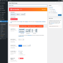 Page screenshot: Easy Accordion &rarr; New FAQ Group
