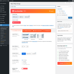 Page screenshot: Easy Accordion &rarr; New FAQ Group