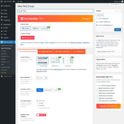 Page screenshot: Easy Accordion &rarr; New FAQ Group