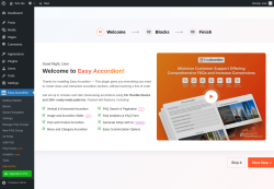 Page screenshot: Easy Accordion Pro Dashboard &lsaquo; Test site &mdash; WordPress