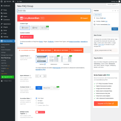Page screenshot: Easy Accordion &rarr; New FAQ Group