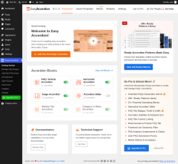 Page screenshot: Easy Accordion &rarr; Getting Started