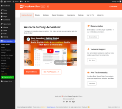 Page screenshot: Easy Accordion &rarr; Getting Started