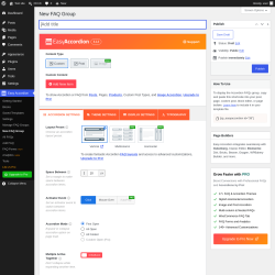 Page screenshot: Easy Accordion &rarr; New FAQ Group