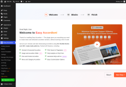 Page screenshot: Easy Accordion Pro Dashboard &lsaquo; Test site &mdash; WordPress