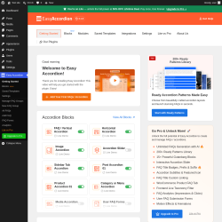 Page screenshot: Easy Accordion &rarr; Getting Started