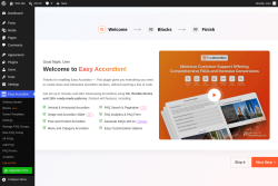 Page screenshot: Easy Accordion Pro Dashboard &lsaquo; Test site &mdash; WordPress