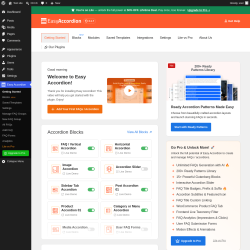 Page screenshot: Easy Accordion &rarr; Getting Started