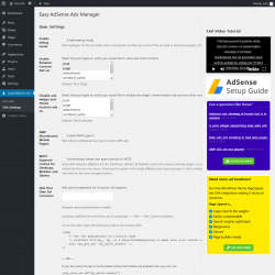 Page screenshot: EasyAdSense Ads → EAA Settings