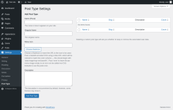 Page screenshot: Settings &rarr; Post Type