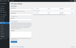 Page screenshot: Settings &rarr; Post Type
