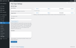Page screenshot: Settings &rarr; Post Type