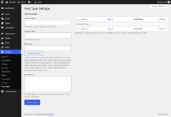 Page screenshot: Settings &rarr; Post Type